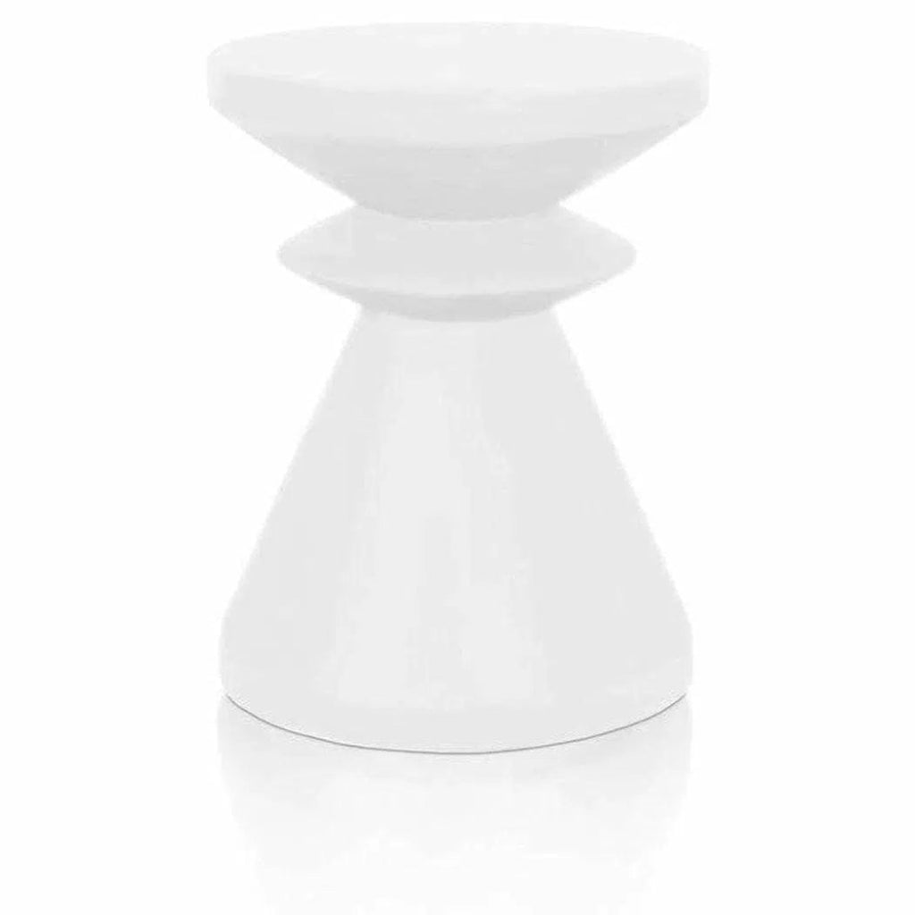 Round Pawn Accent Table Ivory Concrete - LOOMLAN - Essentials For Living - Outdoor Side Tables