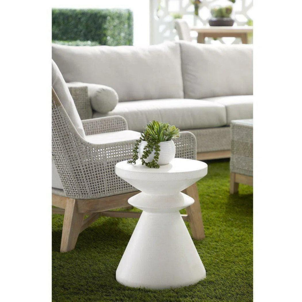 Round Pawn Accent Table Ivory Concrete - LOOMLAN - Essentials For Living - Outdoor Side Tables