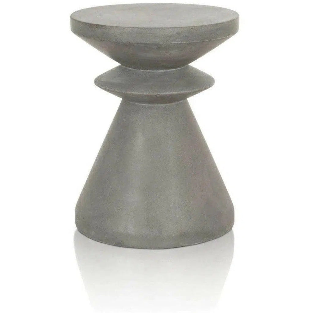 Round Pawn Accent Table Slate Gray Concrete - LOOMLAN - Essentials For Living - Outdoor Side Tables