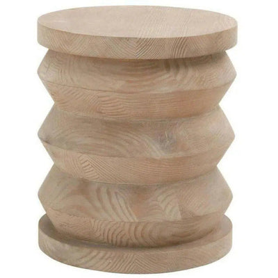 Round Pier Accent Table Reclaimed Pine Wood - LOOMLAN - Essentials For Living - Side Tables