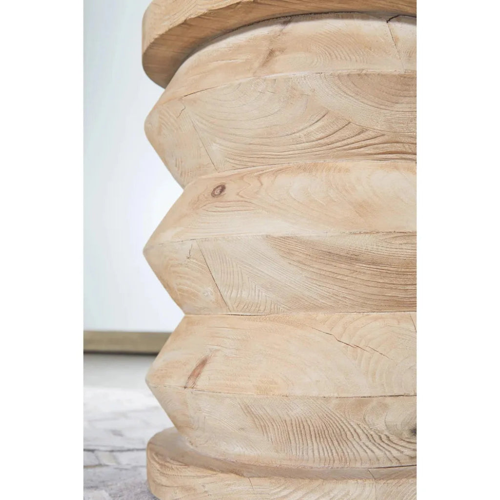 Round Pier Accent Table Reclaimed Pine Wood - LOOMLAN - Essentials For Living - Side Tables