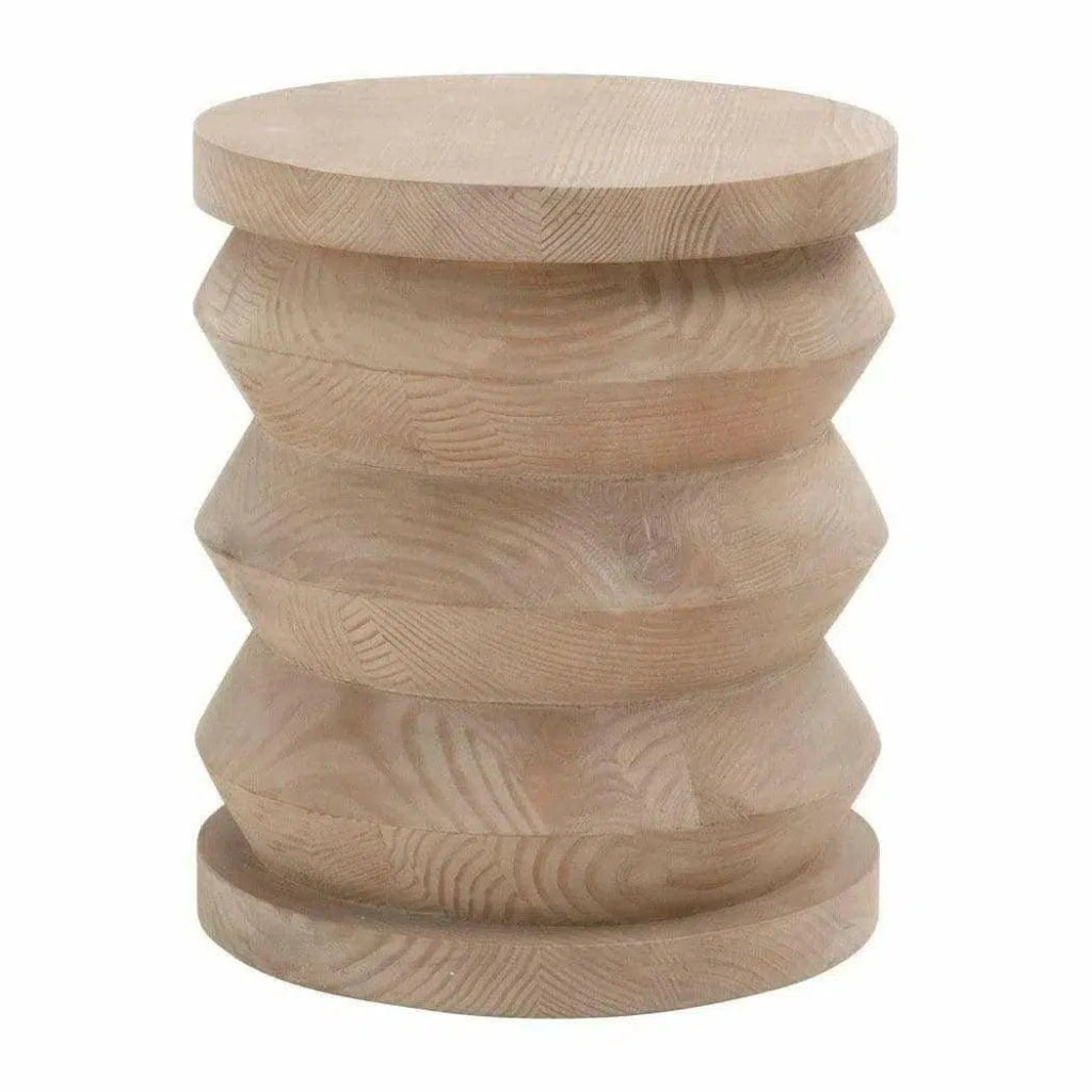 Round Pier Accent Table Reclaimed Pine Wood - LOOMLAN - Essentials For Living - Side Tables