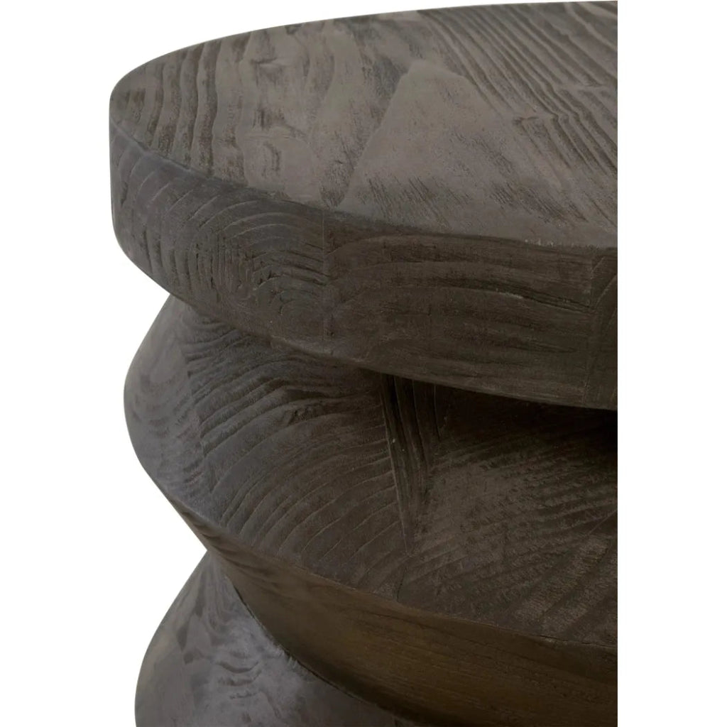 Round Pier Accent Table Reclaimed Pine Wood - LOOMLAN - Essentials For Living - Side Tables