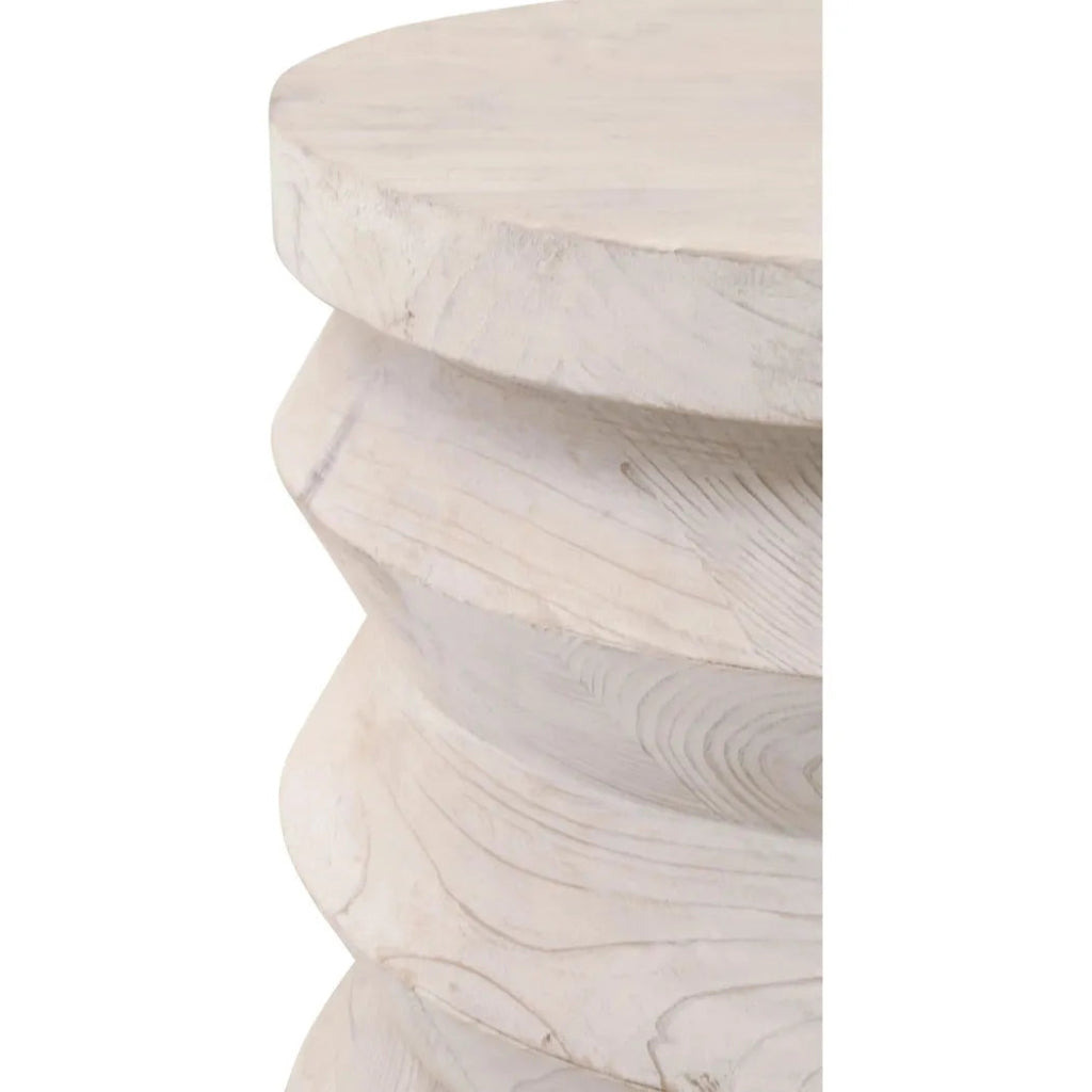 Round Pier Accent Table Reclaimed Pine Wood - LOOMLAN - Essentials For Living - Side Tables