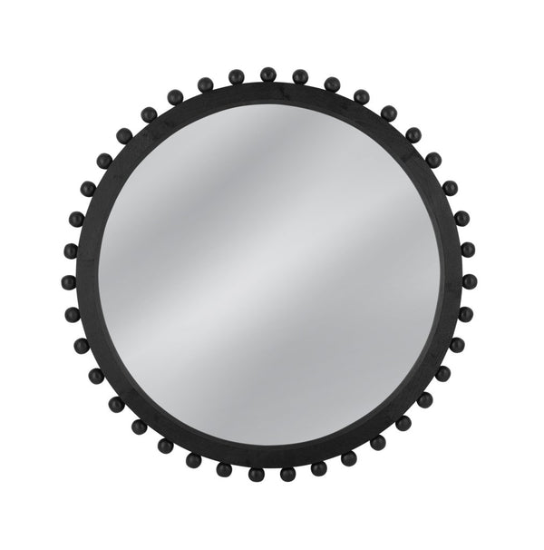 Round Renn Black Finish Wall Mirror - LOOMLAN - Bassett Mirror - Wall Mirrors