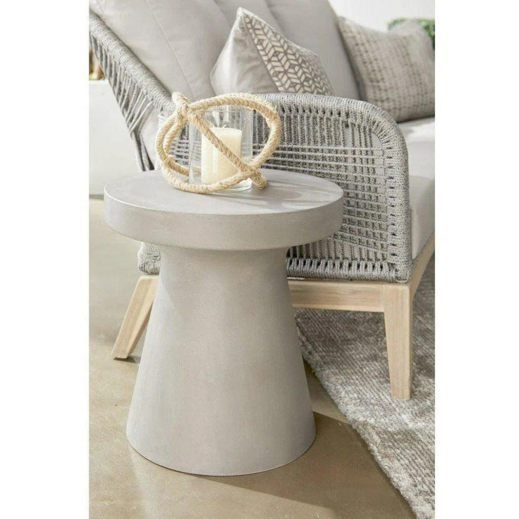 Round Tack Accent Table Ivory Concrete - LOOMLAN - Essentials For Living - Outdoor Side Tables