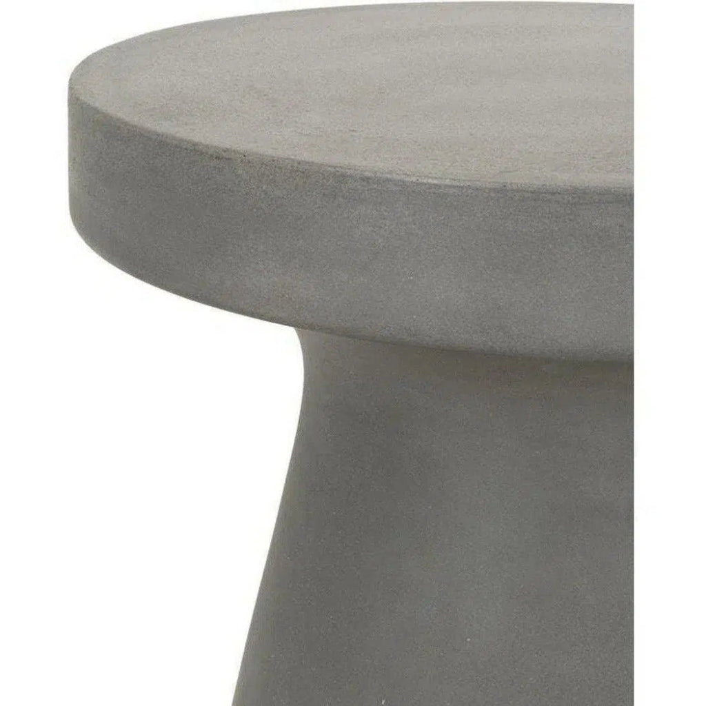 Round Tack Accent Table Slate Gray Concrete - LOOMLAN - Essentials For Living - Outdoor Side Tables