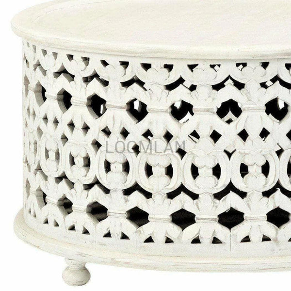 Round White Drum Style Coffee Table - LOOMLAN - LOOMLAN - Coffee Tables