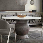 Round White Marble Top Dining Table - LOOMLAN - Diamond Sofa - Dining Tables