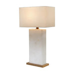 Rovira Table Lamp Alabaster Base & Linen Shade - LOOMLAN - SUNPAN - Table Lamps