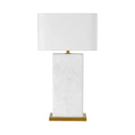 Rovira Table Lamp Alabaster Base & Linen Shade - LOOMLAN - SUNPAN - Table Lamps