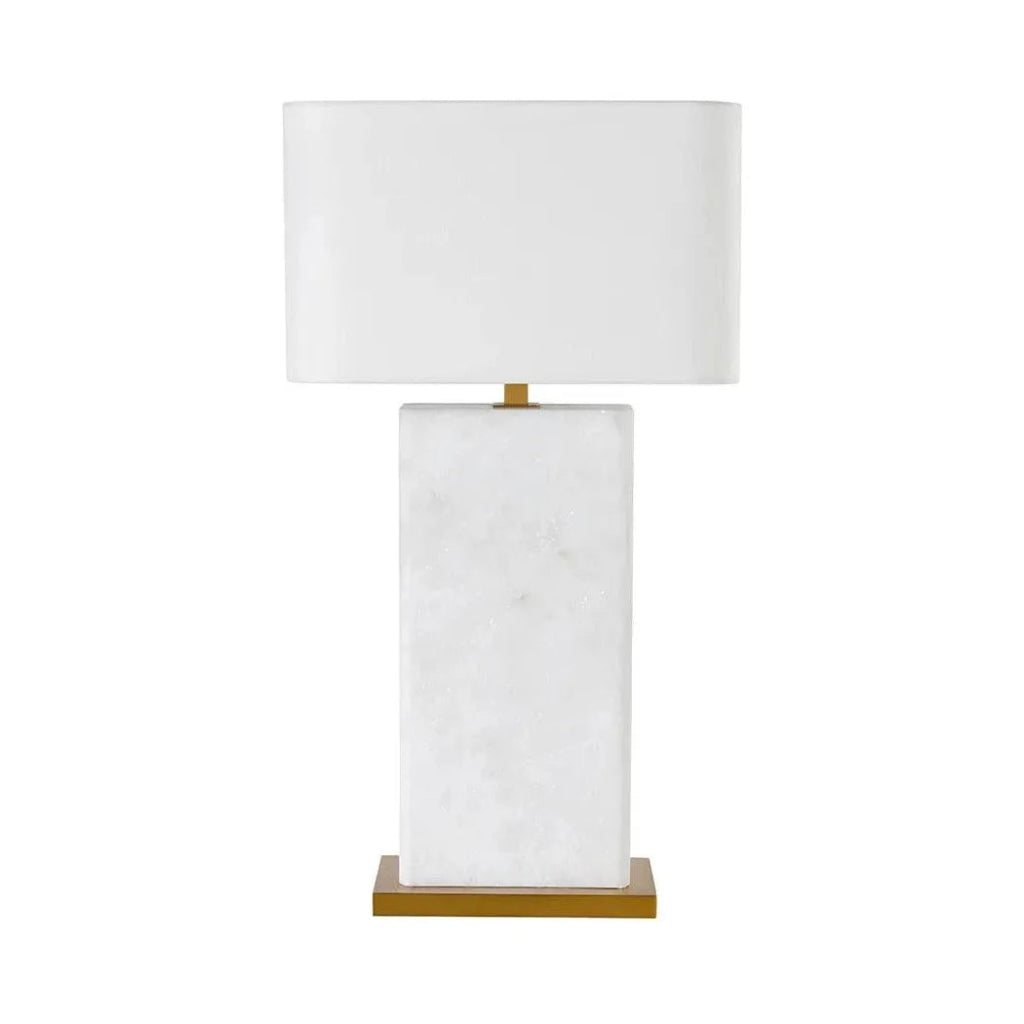 Rovira Table Lamp Alabaster Base & Linen Shade - LOOMLAN - SUNPAN - Table Lamps