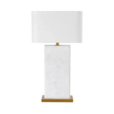 Rovira Table Lamp Alabaster Base & Linen Shade - LOOMLAN - SUNPAN - Table Lamps