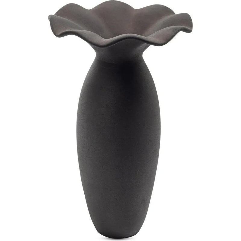 Ruffle 16In Terracotta Black Decorative Vessel - LOOMLAN - Moe's Home - Vases & Jars