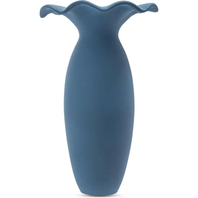 Ruffle 16In Terracotta Blue Decorative Vessel - LOOMLAN - Moe's Home - Vases & Jars