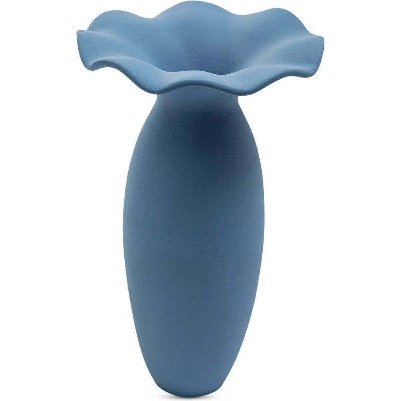 Ruffle 16In Terracotta Blue Decorative Vessel - LOOMLAN - Moe's Home - Vases & Jars