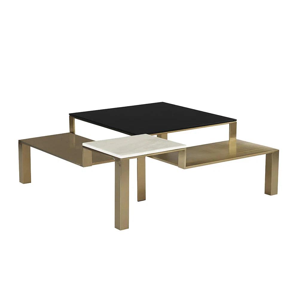 Saber Coffee Table With Marble & Gold Finish - LOOMLAN - SUNPAN - Coffee Tables