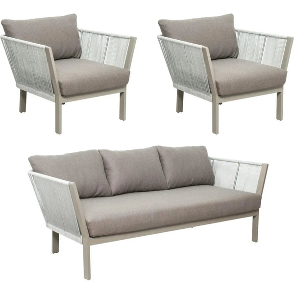 Saint Helena 3 Piece Lounge Set - Light Gray Outdoor - LOOMLAN - Seasonal Living - Outdoor Lounge Sets