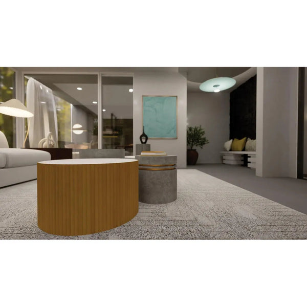 Santori Double Ring Tall - Gray/Gold Outdoor End table - LOOMLAN - Seasonal Living - Outdoor Side Tables
