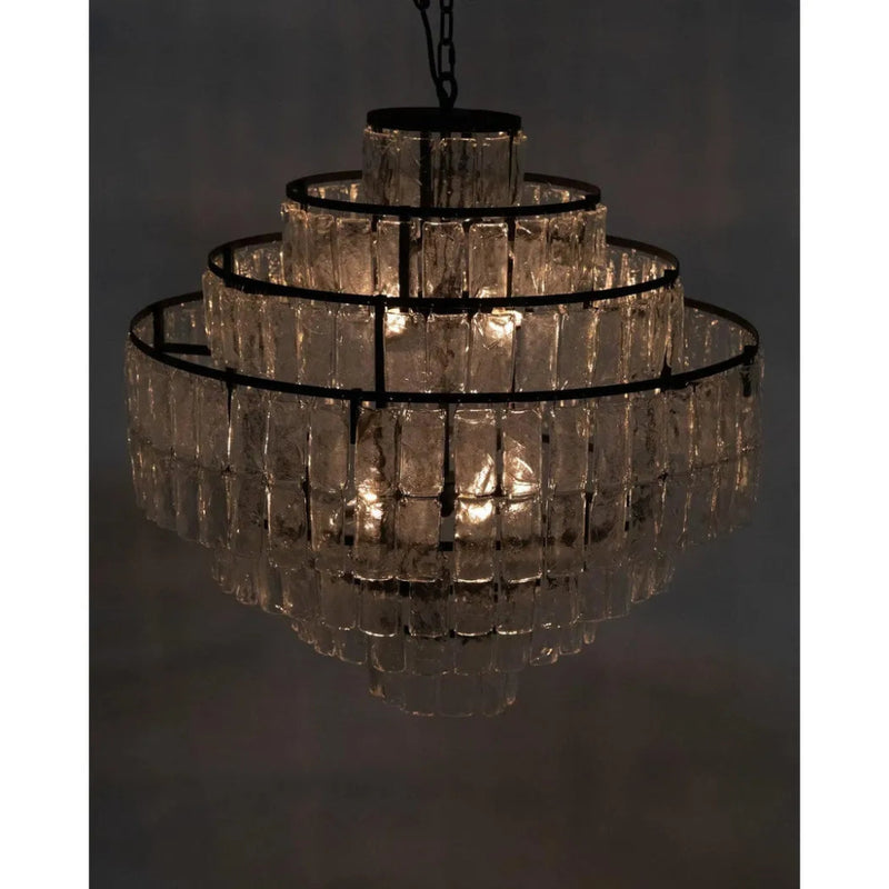Satellite Black Steel and Glass Chandelier - LOOMLAN - Noir - Chandeliers