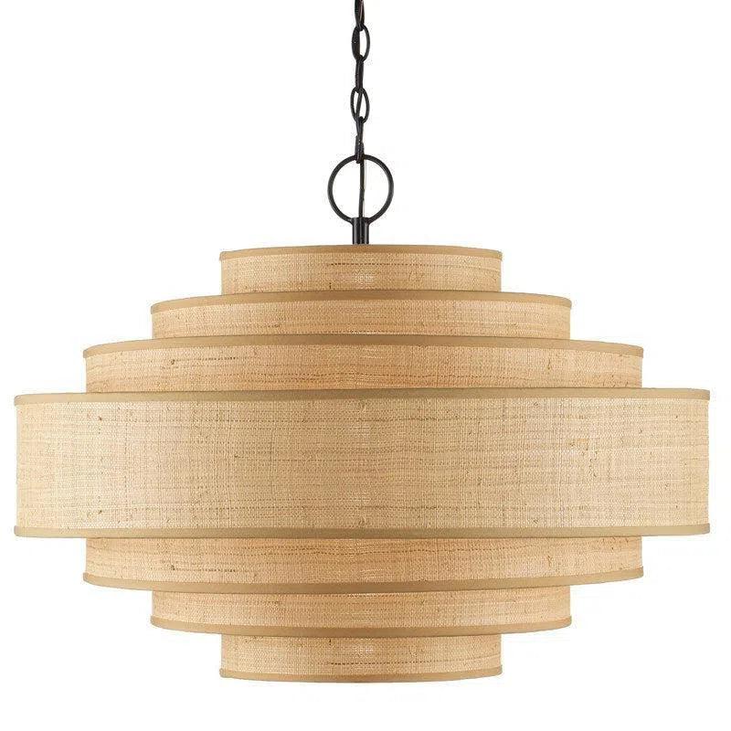 Satin Black Natural Maura Natural Chandelier - LOOMLAN - Currey & Co - Chandeliers