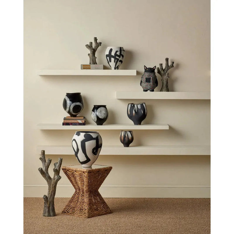 Satori Porcelain Black Vase - LOOMLAN - Currey & Co - Vases & Jars
