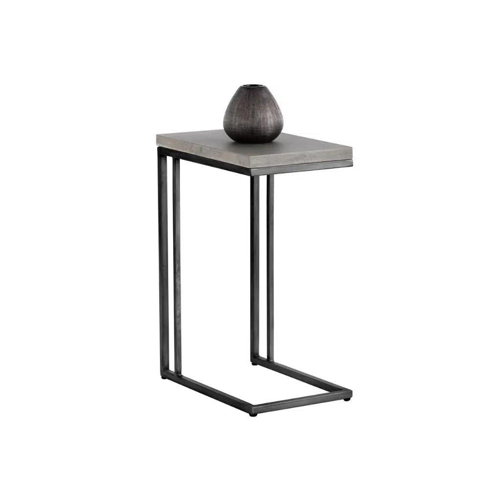 Sawyer Steel d Concrete Outdoor Rectangular End Table - LOOMLAN - SUNPAN - Outdoor Side Tables