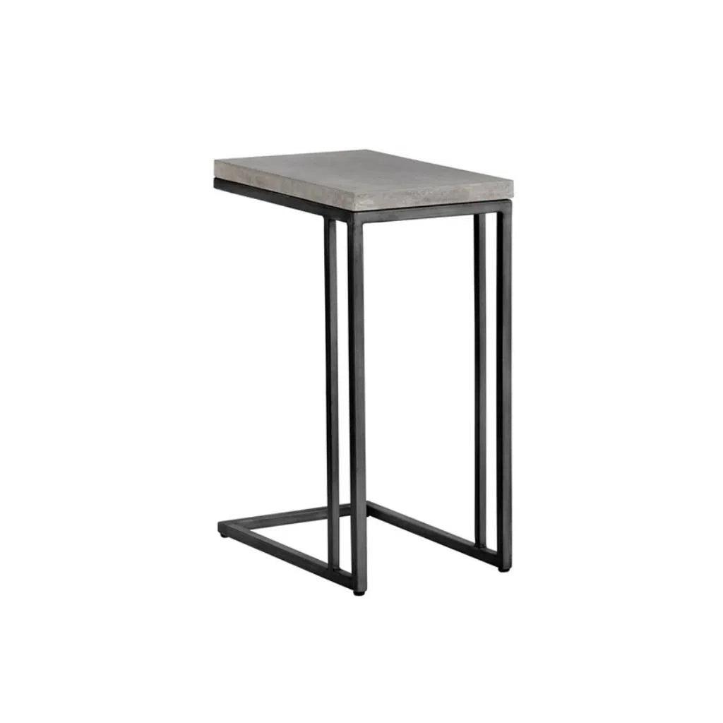 Sawyer Steel d Concrete Outdoor Rectangular End Table - LOOMLAN - SUNPAN - Outdoor Side Tables