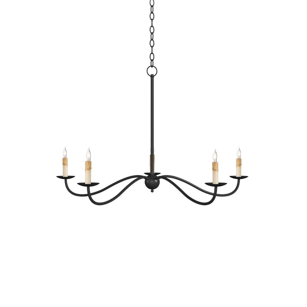 Saxon Iron Framed Small Black Chandelier - LOOMLAN - Currey & Co - Chandeliers