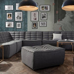 Scooped Seat Ottoman Grey Fabric - LOOMLAN - Diamond Sofa - Modular Components