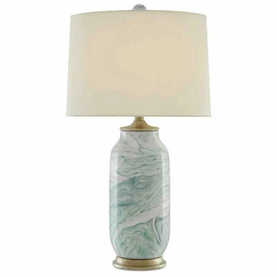 Sea Foam Harlow Silver Leaf Sarcelle Table Lamp - LOOMLAN - Currey & Co - Table Lamps