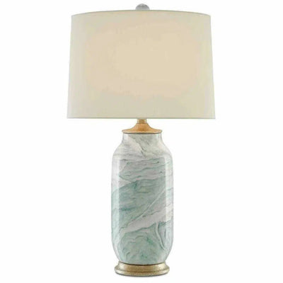 Sea Foam Harlow Silver Leaf Sarcelle Table Lamp - LOOMLAN - Currey & Co - Table Lamps