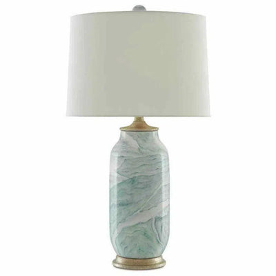 Sea Foam Harlow Silver Leaf Sarcelle Table Lamp - LOOMLAN - Currey & Co - Table Lamps