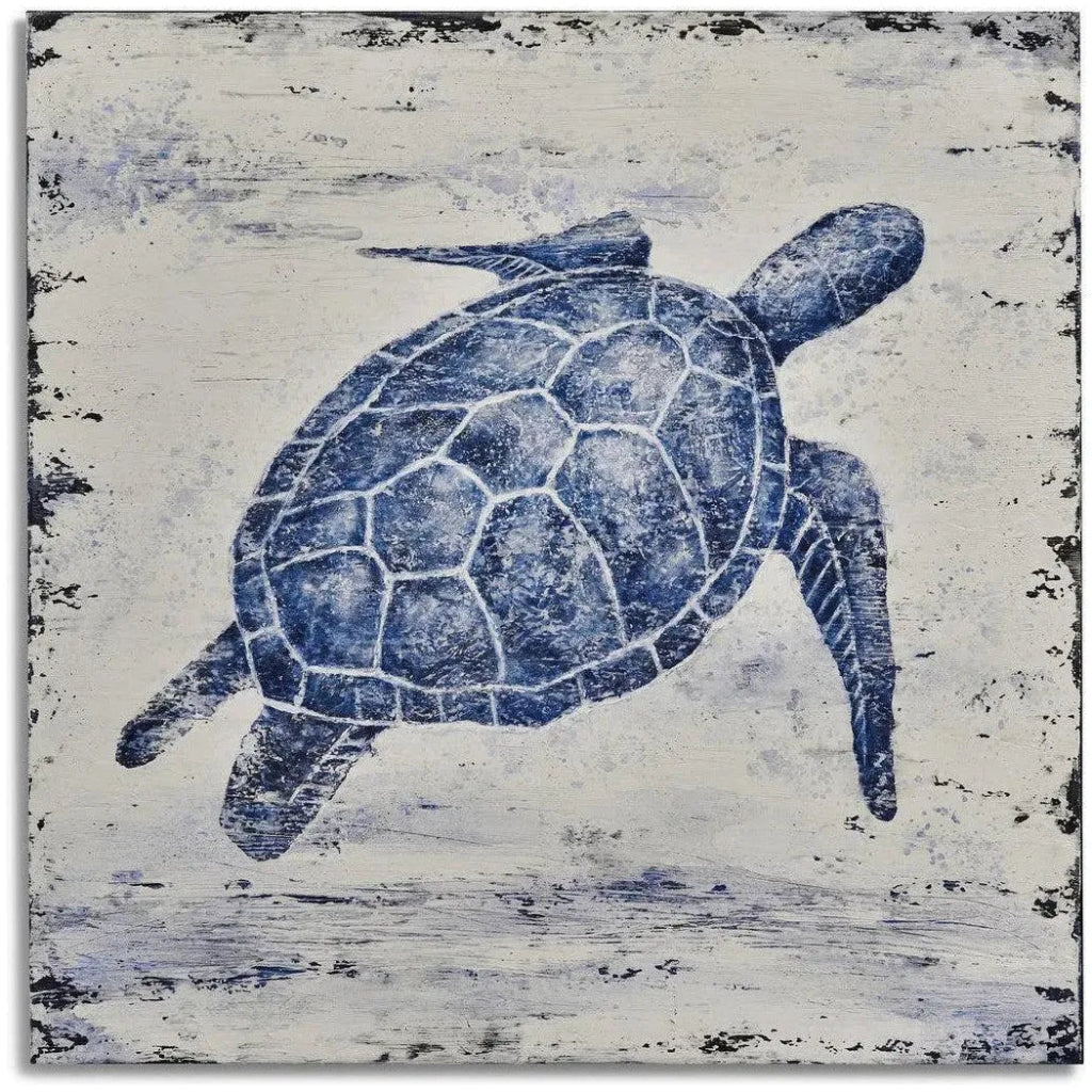 Sea Turtle Blue Canvas Art - LOOMLAN - Bassett Mirror - Canvas Art