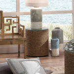 Seagrass & Glass Harbor Mid Century Side Table - LOOMLAN - Jamie Young - Side Tables