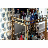 Seneca Gold Leaf Light Roche Antique Odeon Bar Cart - LOOMLAN - Currey & Co - Home Bar Carts