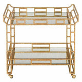 Seneca Gold Leaf Light Roche Antique Odeon Bar Cart - LOOMLAN - Currey & Co - Home Bar Carts