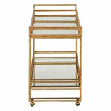 Seneca Gold Leaf Light Roche Antique Odeon Bar Cart - LOOMLAN - Currey & Co - Home Bar Carts