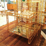 Seneca Gold Leaf Light Roche Antique Odeon Bar Cart - LOOMLAN - Currey & Co - Home Bar Carts
