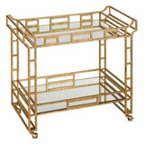 Seneca Gold Leaf Light Roche Antique Odeon Bar Cart - LOOMLAN - Currey & Co - Home Bar Carts