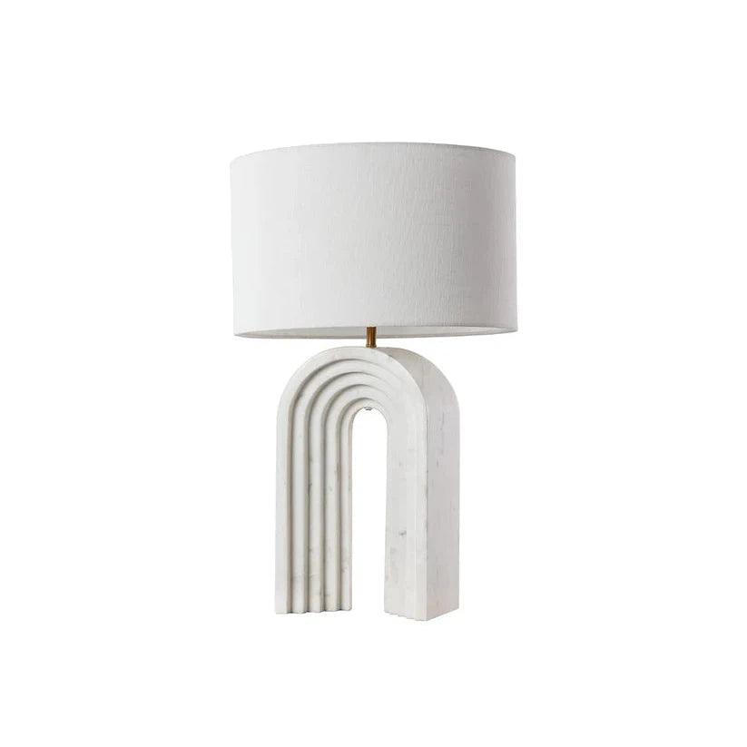 Sensi Table Lamp Marble Base Linen Shade - LOOMLAN - SUNPAN - Table Lamps