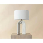 Sensi Table Lamp Marble Base Linen Shade - LOOMLAN - SUNPAN - Table Lamps