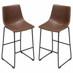 Set of 2 Barstools Chocolate Leather Black - LOOMLAN - Diamond Sofa - Bar Stools