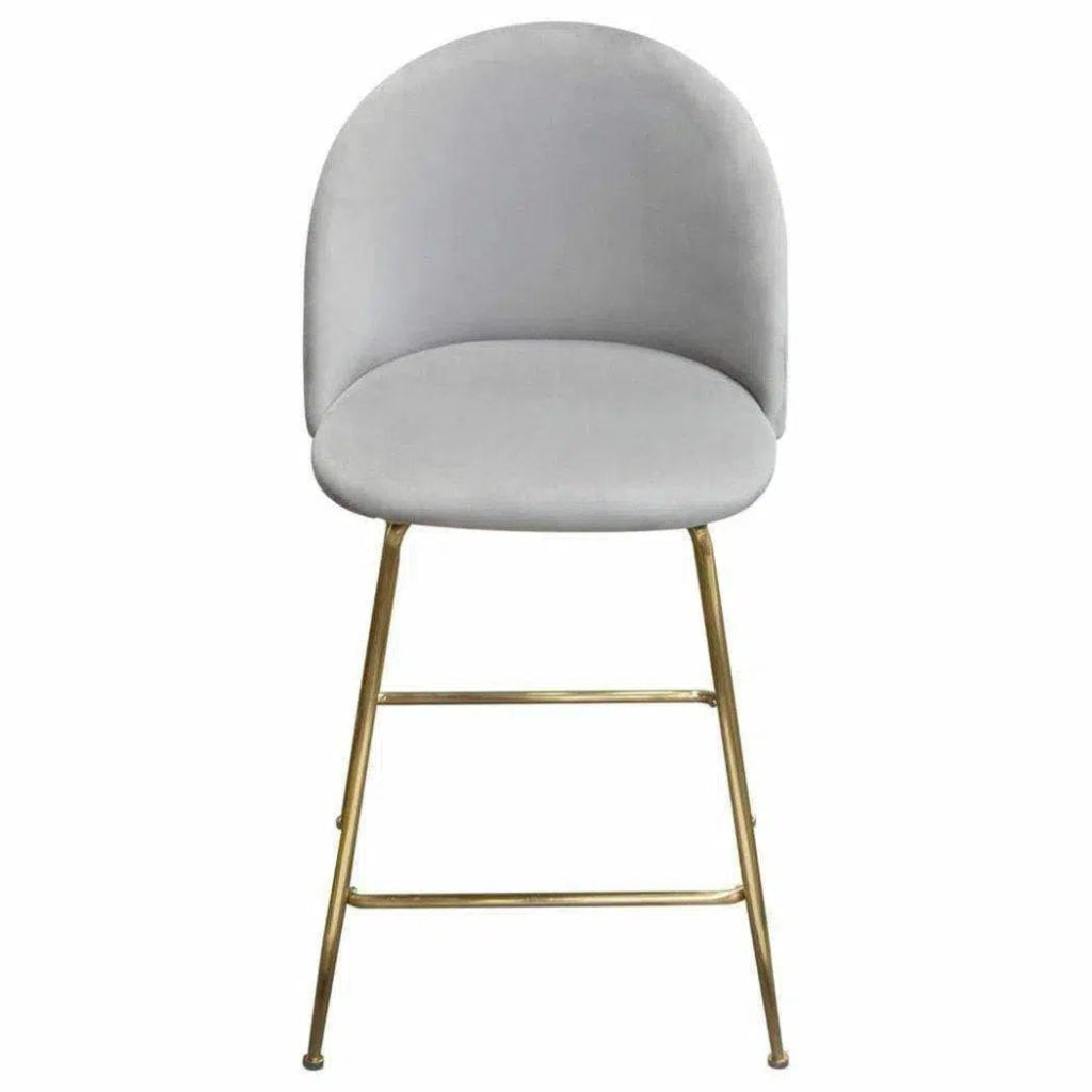 Set of 2 Counter Height Chairs in Grey Velvet Gold Legs - LOOMLAN - Diamond Sofa - Counter Stools