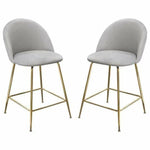 Set of 2 Counter Height Chairs in Grey Velvet Gold Legs - LOOMLAN - Diamond Sofa - Counter Stools