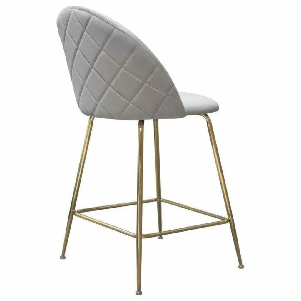 Set of 2 Counter Height Chairs in Grey Velvet Gold Legs - LOOMLAN - Diamond Sofa - Counter Stools