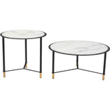 Set of 2 Davis Coffee Tables Black & White - LOOMLAN - Zuo Modern - Coffee Tables