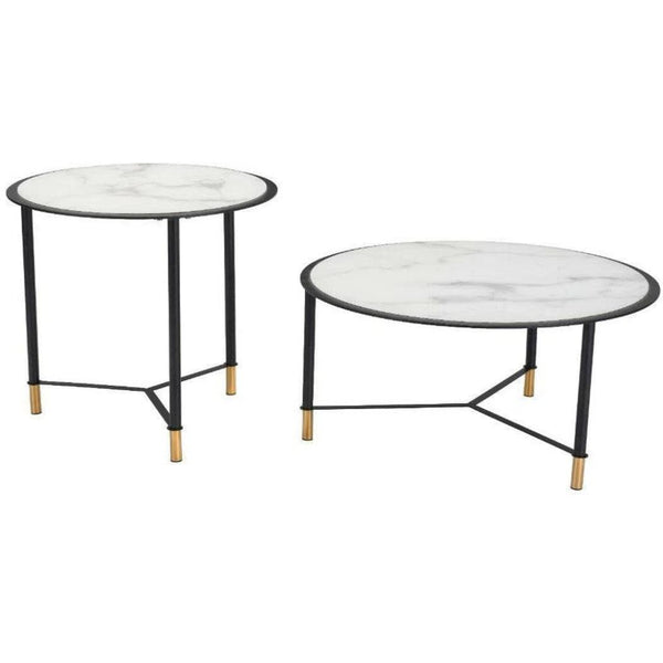 Set of 2 Davis Coffee Tables Black & White - LOOMLAN - Zuo Modern - Coffee Tables