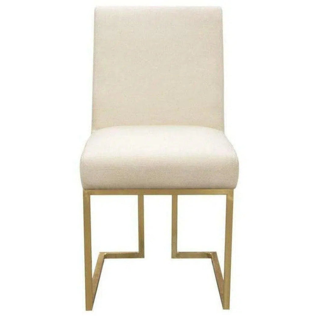 Set of 2 Dining Chairs in Cream Fabric Gold - LOOMLAN - Diamond Sofa - Dining Chairs