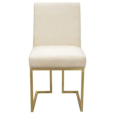 Set of 2 Dining Chairs in Cream Fabric Gold - LOOMLAN - Diamond Sofa - Dining Chairs